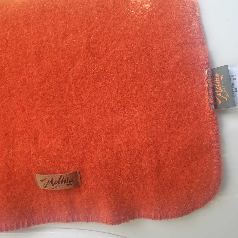 Molithe 100% Wool Blanket Orange 63x86 Heavyweight Textured Throw OEKO-TEX